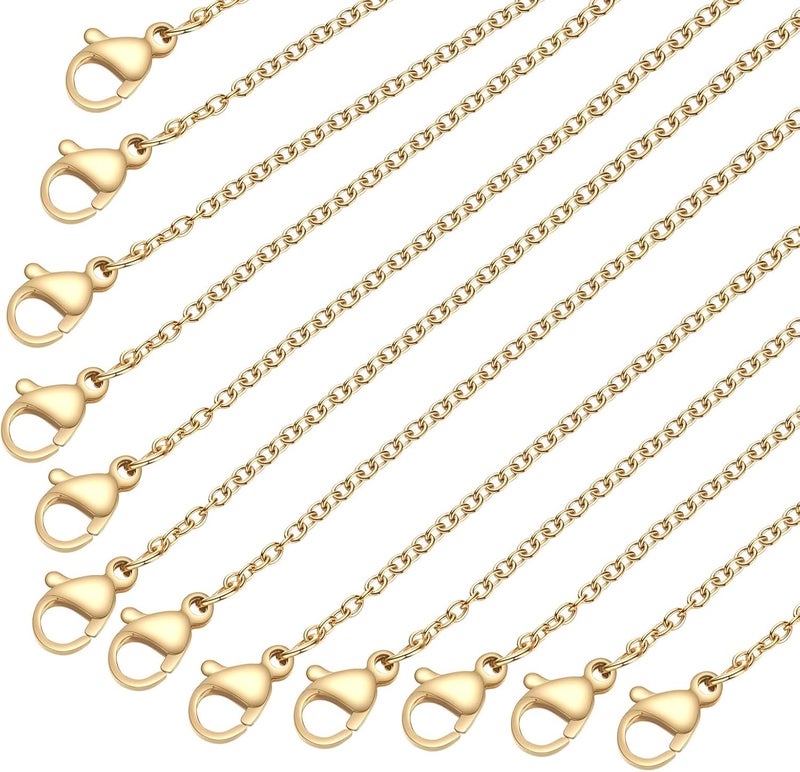 LUCKYPADS Stainless Steel Chain for Jewelry Making: Necklace Chains Bulk 1.5 mm Gold Plated Thin Chains 20 Pack Gold Cable Chains for Necklace Making (17 Inches) - Image 1